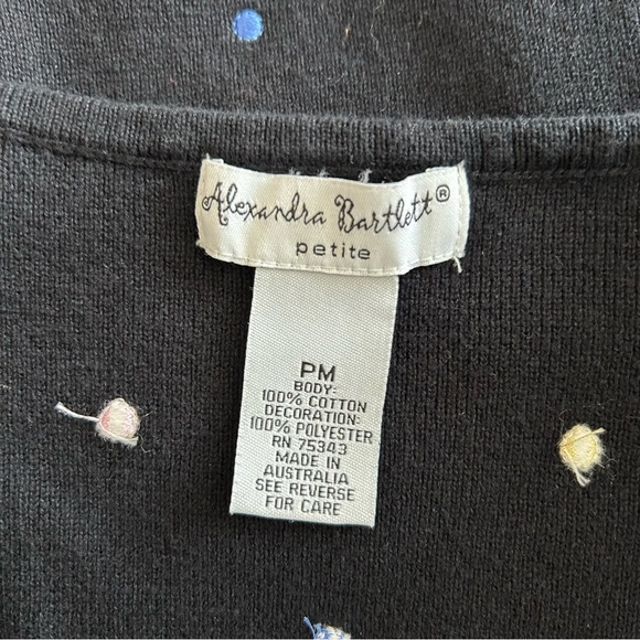 Alexandra Bartlett Black Cardigan Sweater with Embroidered Rainbow Polka Dots - Picture 4 of 4